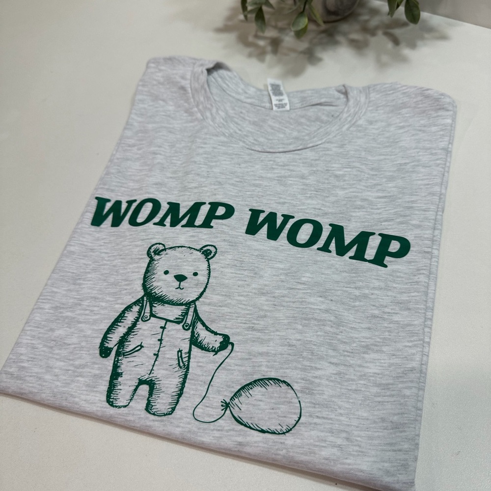 Womp Womp Bella Canvas Ash Tee, Funny Green Graphic Print-Size M-New Never Used